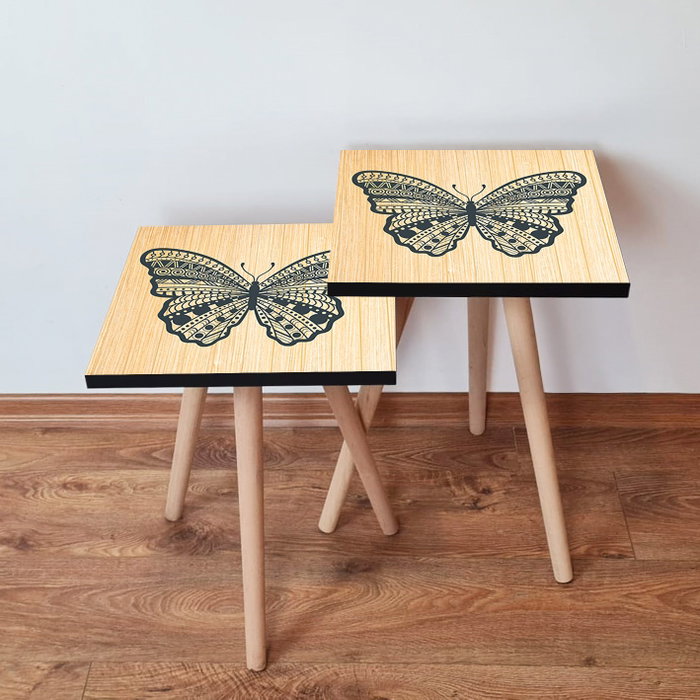Hanah Home Mesa Nido 2 Piezas Beige y Negro Hanah Home Mesa Nido 2 Piezas Beige y Negro